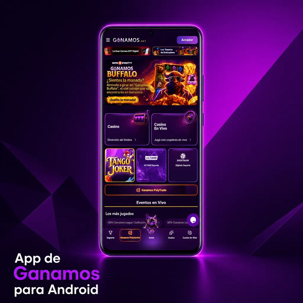 Ícono de descarga de la app de Ganamos para Android, instalación vía archivo APK en tu dispositivo móvil.