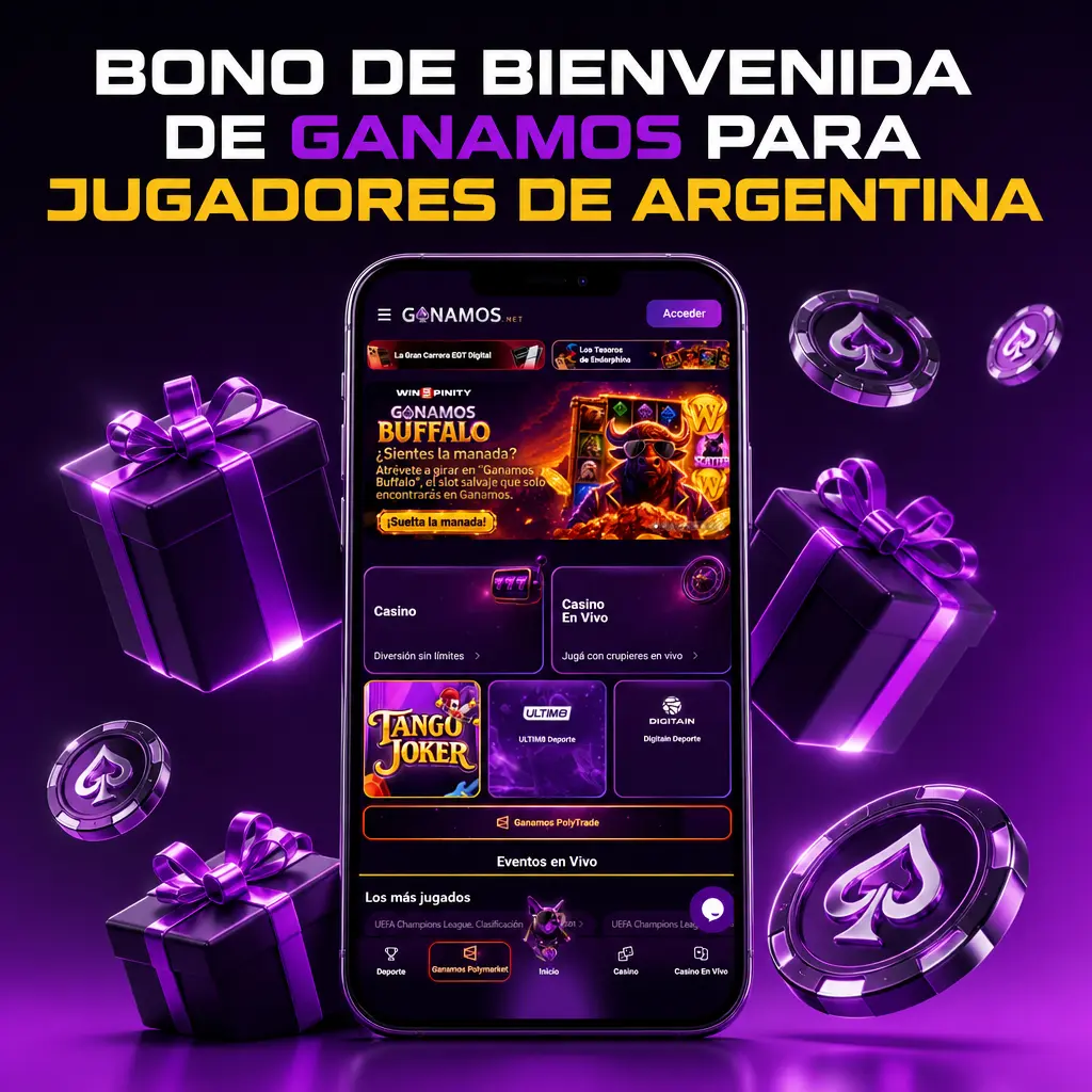 Bono de bienvenida de Ganamos para jugadores de Argentina: 100% hasta ARS 50.000 en deportes y casino