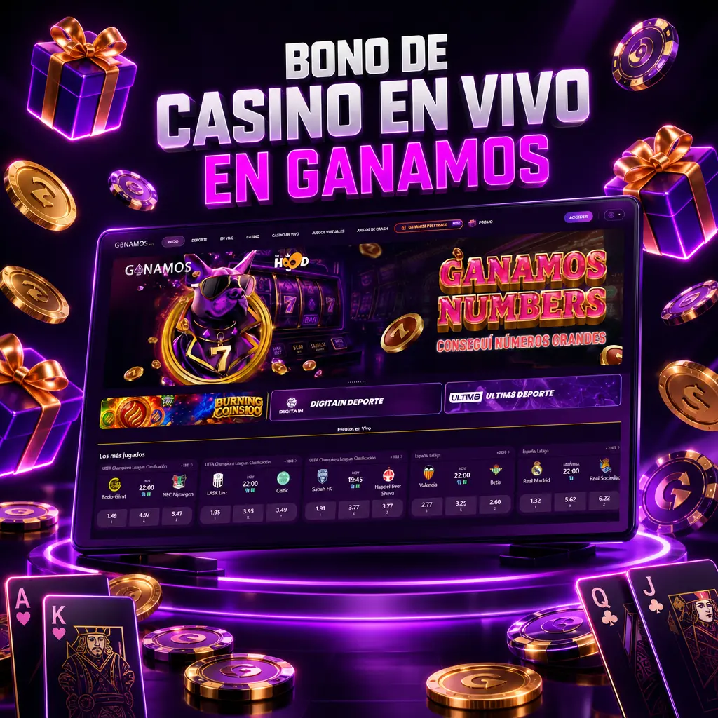 Bono de casino en vivo en Ganamos: promociones 2026 con monto, requisito de apuesta y plazo para liberar antes de retirar.
