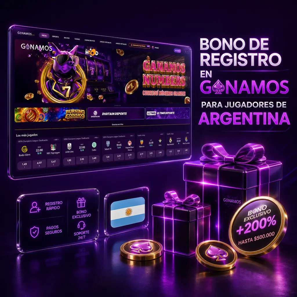 Bono de registro en Ganamos para jugadores de Argentina: sin depósito inicial, según normativas provinciales de juego vigentes.