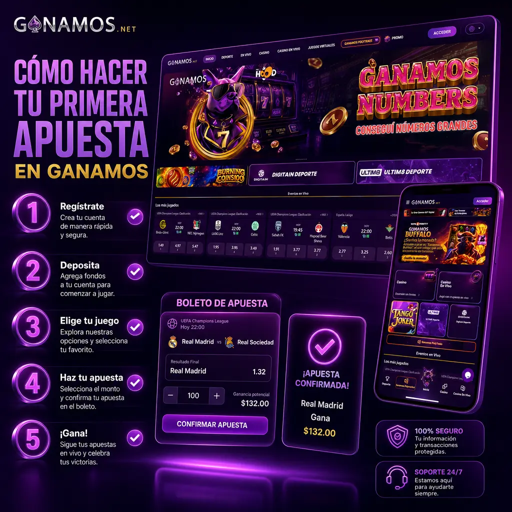 Guía paso a paso para registrarte, depositar fondos y realizar tu primera apuesta deportiva en Ganamos