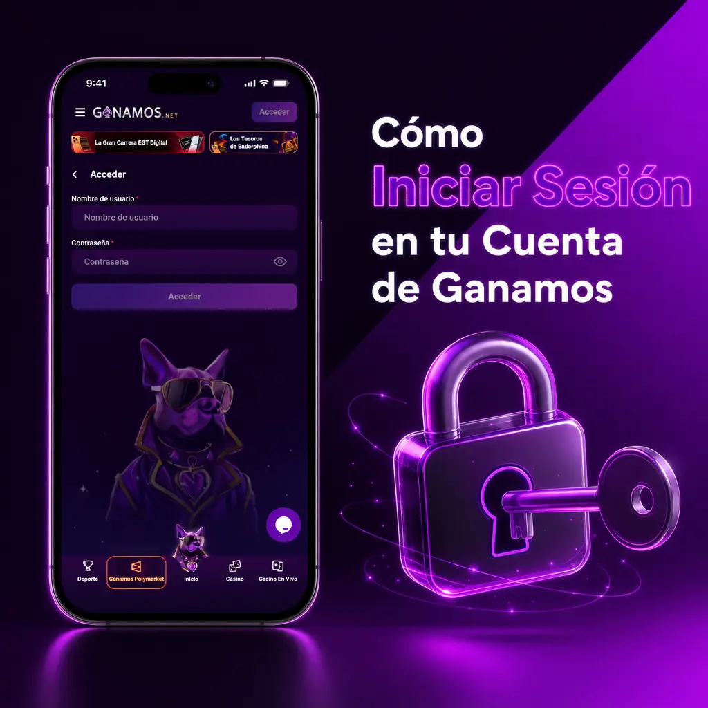Pasos para iniciar sesión en tu cuenta de Ganamos y acceder a tu panel con saldo, apuestas y métodos de pago