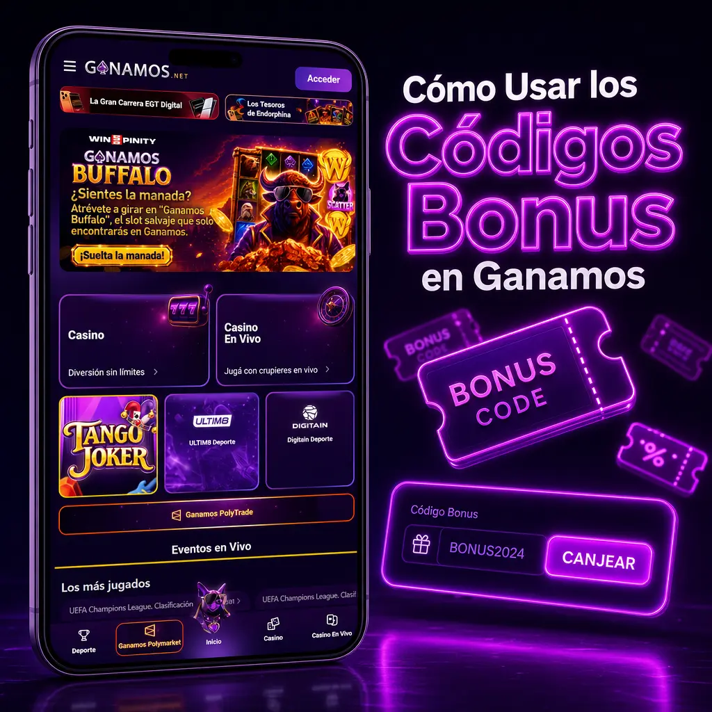 Cómo usar los códigos bonus en Ganamos: pasos para ingresar el código promocional y activar tu beneficio en la app o sitio web.
