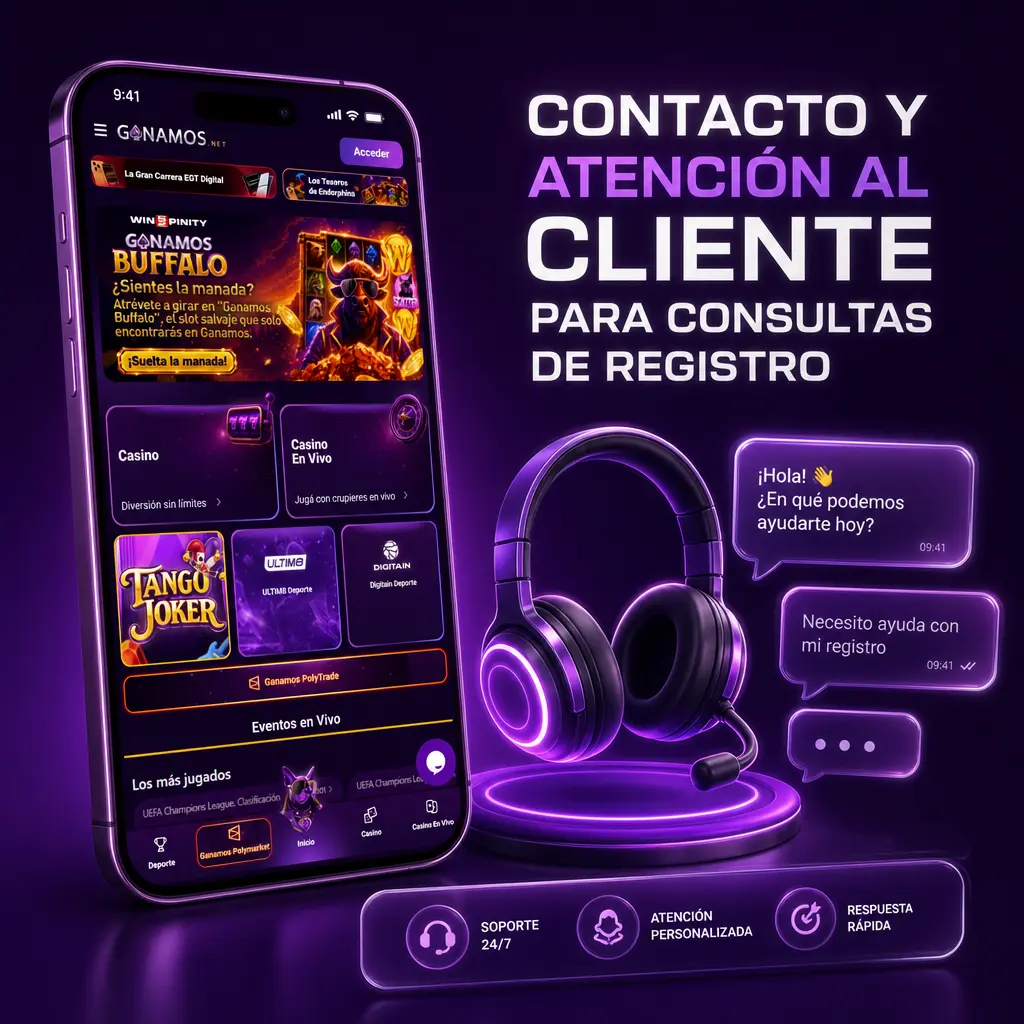 Atención al cliente de Ganamos disponible 24/7 por chat en vivo, correo, WhatsApp y centro de ayuda en Argentina.