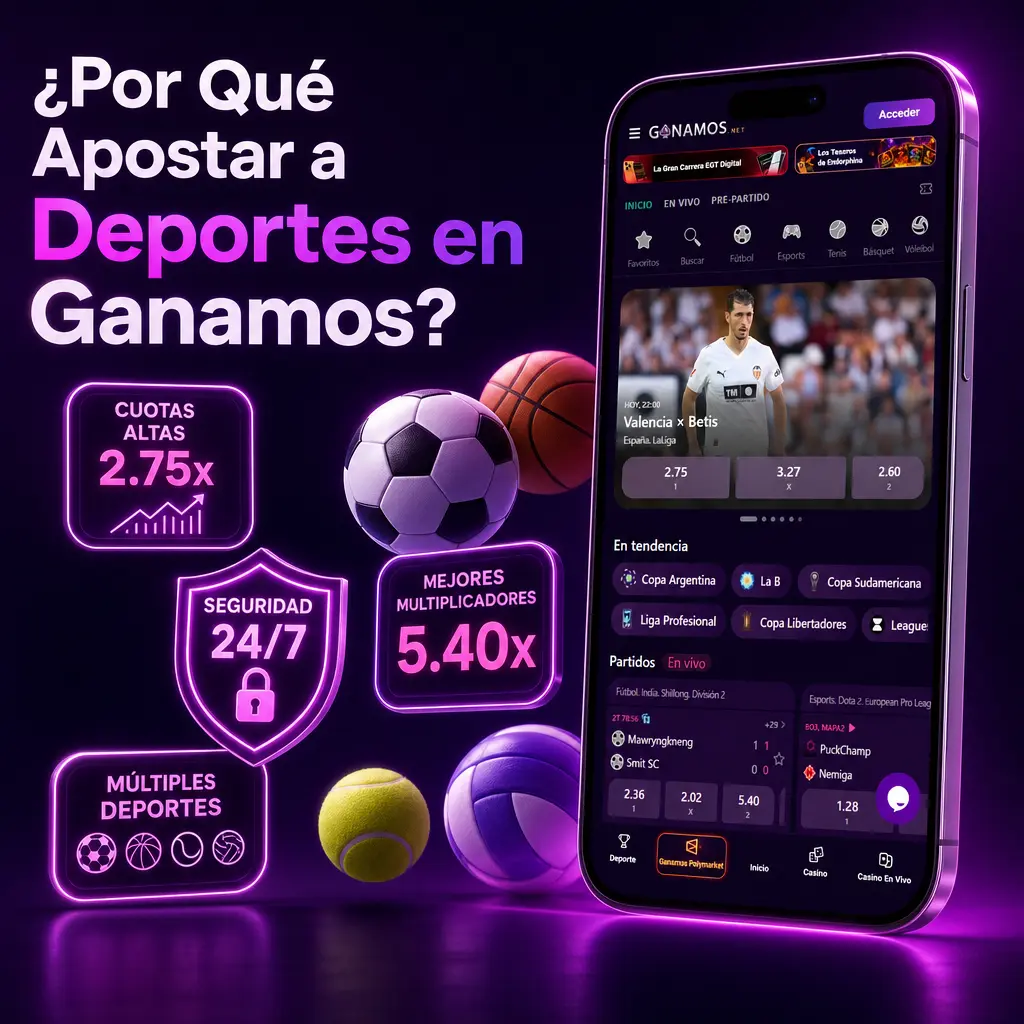 Apostar a deportes en Ganamos: más de 30 disciplinas, cuotas actualizadas, pagos en USDT y soporte 24 horas.