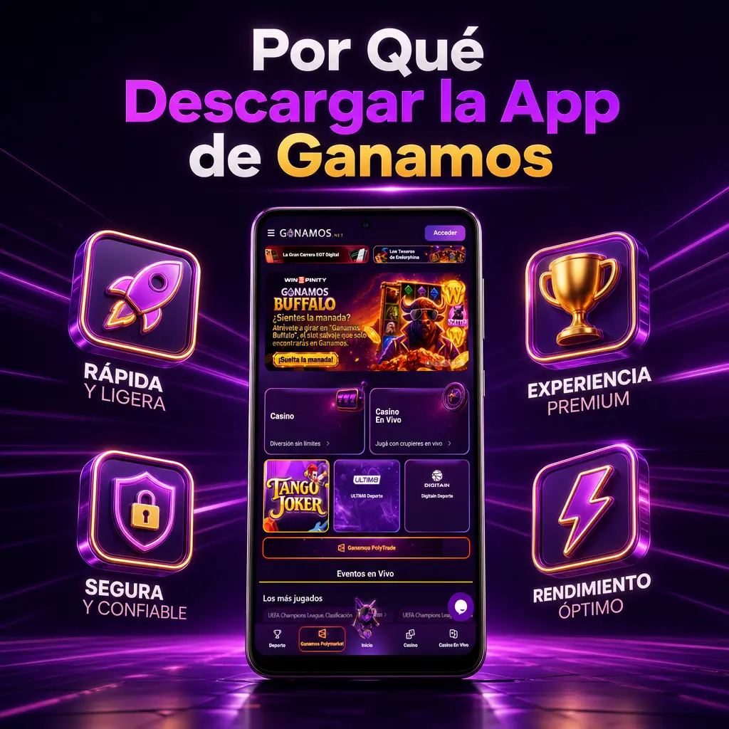 App de Ganamos: carga rápida de cuotas, retiros ágiles y acceso con huella digital para apostar cómodamente.