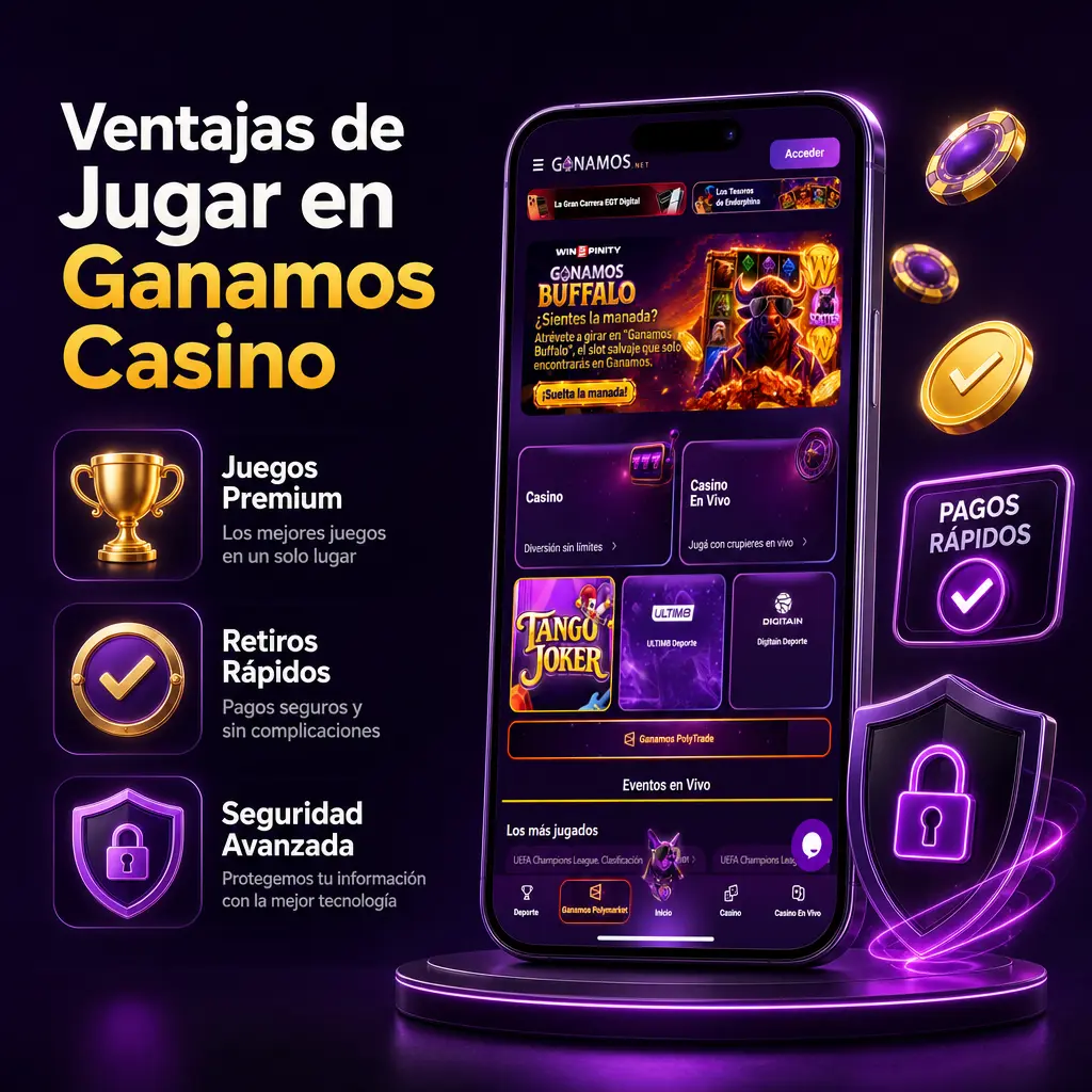Ventajas de Ganamos Casino: licencia argentina, retiros en 24 horas, soporte 24/7 y seguridad SSL en cada transacción.